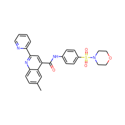 Cc1ccc2nc(-c3ccccn3)cc(C(=O)Nc3ccc(S(=O)(=O)N4CCOCC4)cc3)c2c1 ZINC000001074077