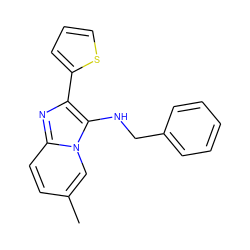 Cc1ccc2nc(-c3cccs3)c(NCc3ccccc3)n2c1 ZINC000000319786