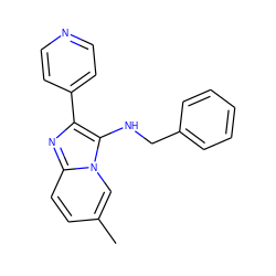 Cc1ccc2nc(-c3ccncc3)c(NCc3ccccc3)n2c1 ZINC001772583869