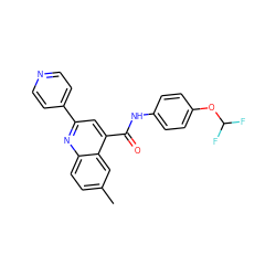 Cc1ccc2nc(-c3ccncc3)cc(C(=O)Nc3ccc(OC(F)F)cc3)c2c1 ZINC000001073507