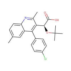 Cc1ccc2nc(C)c([C@H](OC(C)(C)C)C(=O)O)c(-c3ccc(Cl)cc3)c2c1 ZINC000139422604