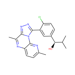 Cc1ccc2nc(C)c3nnc(-c4cc([C@H](O)C(C)C)ccc4Cl)n3c2n1 ZINC000145734013