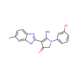 Cc1ccc2nc(C3=C(N)N(c4cccc(O)c4)CC3=O)[nH]c2c1 ZINC000008844114