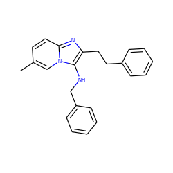 Cc1ccc2nc(CCc3ccccc3)c(NCc3ccccc3)n2c1 ZINC000000319795