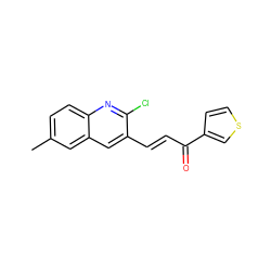 Cc1ccc2nc(Cl)c(/C=C/C(=O)c3ccsc3)cc2c1 ZINC000073239968