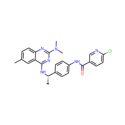 Cc1ccc2nc(N(C)C)nc(N[C@@H](C)c3ccc(NC(=O)c4ccc(Cl)nc4)cc3)c2c1 ZINC000141981554