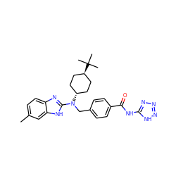 Cc1ccc2nc(N(Cc3ccc(C(=O)Nc4nnn[nH]4)cc3)[C@H]3CC[C@H](C(C)(C)C)CC3)[nH]c2c1 ZINC000261170016