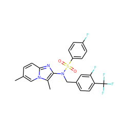 Cc1ccc2nc(N(Cc3ccc(C(F)(F)F)c(F)c3)S(=O)(=O)c3ccc(F)cc3)c(C)n2c1 ZINC000205380134