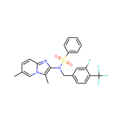 Cc1ccc2nc(N(Cc3ccc(C(F)(F)F)c(F)c3)S(=O)(=O)c3ccccc3)c(C)n2c1 ZINC000167640604