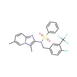 Cc1ccc2nc(N(Cc3ccc(F)c(C(F)(F)F)c3)S(=O)(=O)c3ccccc3)c(C)n2c1 ZINC000167640479