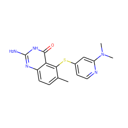 Cc1ccc2nc(N)[nH]c(=O)c2c1Sc1ccnc(N(C)C)c1 ZINC000013826185