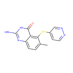 Cc1ccc2nc(N)[nH]c(=O)c2c1Sc1ccnnc1 ZINC000013826187