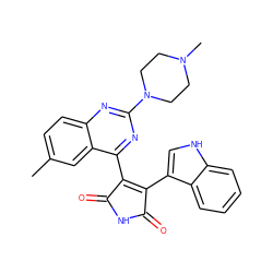 Cc1ccc2nc(N3CCN(C)CC3)nc(C3=C(c4c[nH]c5ccccc45)C(=O)NC3=O)c2c1 ZINC000095574116