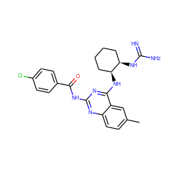 Cc1ccc2nc(NC(=O)c3ccc(Cl)cc3)nc(N[C@H]3CCCC[C@H]3NC(=N)N)c2c1 ZINC000040394900