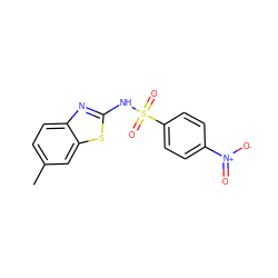 Cc1ccc2nc(NS(=O)(=O)c3ccc([N+](=O)[O-])cc3)sc2c1 ZINC000006588862