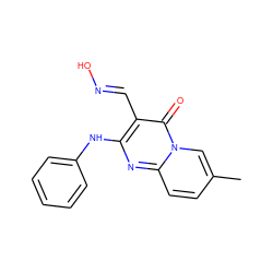 Cc1ccc2nc(Nc3ccccc3)c(/C=N/O)c(=O)n2c1 ZINC000018038262