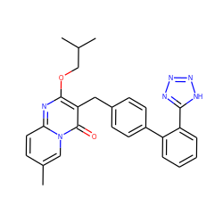 Cc1ccc2nc(OCC(C)C)c(Cc3ccc(-c4ccccc4-c4nnn[nH]4)cc3)c(=O)n2c1 ZINC000029545744