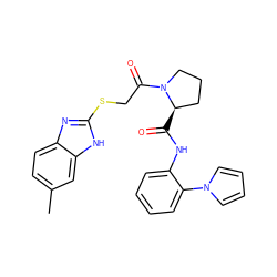 Cc1ccc2nc(SCC(=O)N3CCC[C@H]3C(=O)Nc3ccccc3-n3cccc3)[nH]c2c1 ZINC000029128290