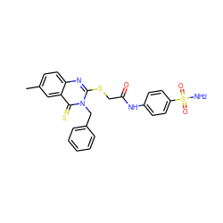 Cc1ccc2nc(SCC(=O)Nc3ccc(S(N)(=O)=O)cc3)n(Cc3ccccc3)c(=S)c2c1 ZINC000299830471