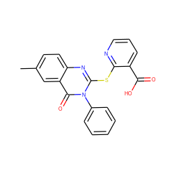 Cc1ccc2nc(Sc3ncccc3C(=O)O)n(-c3ccccc3)c(=O)c2c1 ZINC000096258051