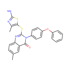 Cc1ccc2nc(Sc3sc(N)nc3C)n(-c3ccc(Oc4ccccc4)cc3)c(=O)c2c1 ZINC000299833299