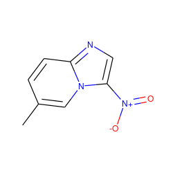 Cc1ccc2ncc([N+](=O)[O-])n2c1 ZINC000012338629