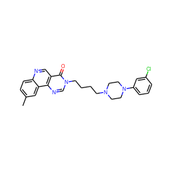 Cc1ccc2ncc3c(=O)n(CCCCN4CCN(c5cccc(Cl)c5)CC4)cnc3c2c1 ZINC000072110878