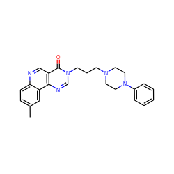 Cc1ccc2ncc3c(=O)n(CCCN4CCN(c5ccccc5)CC4)cnc3c2c1 ZINC000072108002