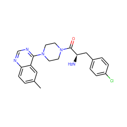 Cc1ccc2ncnc(N3CCN(C(=O)[C@H](N)Cc4ccc(Cl)cc4)CC3)c2c1 ZINC000064527395