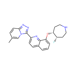 Cc1ccc2nnc(-c3ccc4cccc(O[C@@H]5CCNCC[C@@H]5F)c4n3)n2c1 ZINC000096175083