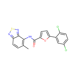 Cc1ccc2nsnc2c1NC(=O)c1ccc(-c2cc(Cl)ccc2Cl)o1 ZINC000001167978