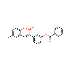 Cc1ccc2oc(=O)c(-c3cccc(OC(=O)c4ccccc4)c3)cc2c1 ZINC000653758627