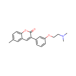 Cc1ccc2oc(=O)c(-c3cccc(OCCN(C)C)c3)cc2c1 ZINC000653757131