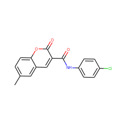 Cc1ccc2oc(=O)c(C(=O)Nc3ccc(Cl)cc3)cc2c1 ZINC000040954603