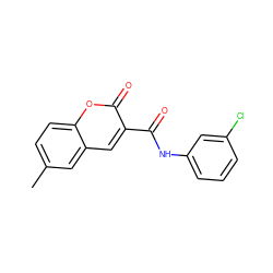 Cc1ccc2oc(=O)c(C(=O)Nc3cccc(Cl)c3)cc2c1 ZINC000040431165