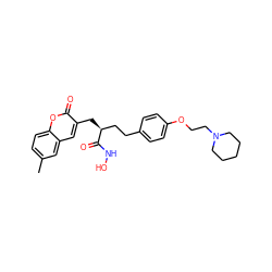 Cc1ccc2oc(=O)c(C[C@@H](CCc3ccc(OCCN4CCCCC4)cc3)C(=O)NO)cc2c1 ZINC000034852485