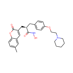 Cc1ccc2oc(=O)c(C[C@@H](Cc3ccc(OCCN4CCCCC4)cc3)C(=O)NO)cc2c1 ZINC000034852260