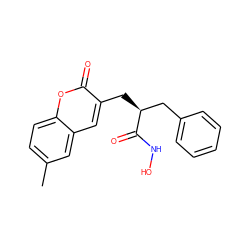 Cc1ccc2oc(=O)c(C[C@@H](Cc3ccccc3)C(=O)NO)cc2c1 ZINC000028979013