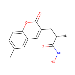 Cc1ccc2oc(=O)c(C[C@H](C)C(=O)NO)cc2c1 ZINC000028979000