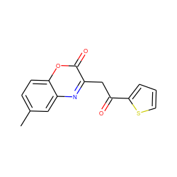 Cc1ccc2oc(=O)c(CC(=O)c3cccs3)nc2c1 ZINC000101931244