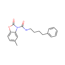 Cc1ccc2oc(=O)n(C(=O)NCCCCc3ccccc3)c2c1 ZINC000653799985