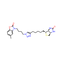 Cc1ccc2oc(=O)n(CCCCn3cc(CCCCC[C@@H]4SC[C@@H]5NC(=O)N[C@H]45)nn3)c2c1 ZINC000087613112