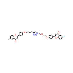 Cc1ccc2oc(-c3ccc(OCCCCc4cn(CCOCCOc5ccc(-c6cc(=O)c7cc(F)ccc7o6)cc5)nn4)cc3)cc(=O)c2c1 ZINC000205932935