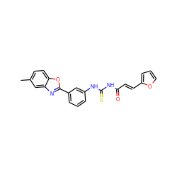 Cc1ccc2oc(-c3cccc(NC(=S)NC(=O)/C=C/c4ccco4)c3)nc2c1 ZINC000001180890