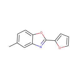 Cc1ccc2oc(-c3ccco3)nc2c1 ZINC000000550259