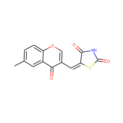 Cc1ccc2occ(/C=C3/SC(=O)NC3=O)c(=O)c2c1 ZINC000040846656