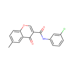 Cc1ccc2occ(C(=O)Nc3cccc(Cl)c3)c(=O)c2c1 ZINC001772610590