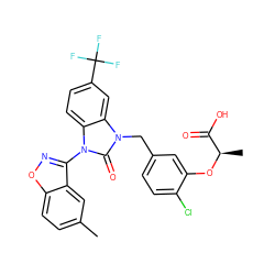 Cc1ccc2onc(-n3c(=O)n(Cc4ccc(Cl)c(O[C@H](C)C(=O)O)c4)c4cc(C(F)(F)F)ccc43)c2c1 ZINC000073199642