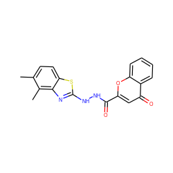 Cc1ccc2sc(NNC(=O)c3cc(=O)c4ccccc4o3)nc2c1C ZINC000004121430