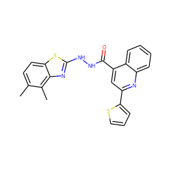 Cc1ccc2sc(NNC(=O)c3cc(-c4cccs4)nc4ccccc34)nc2c1C ZINC000008860094